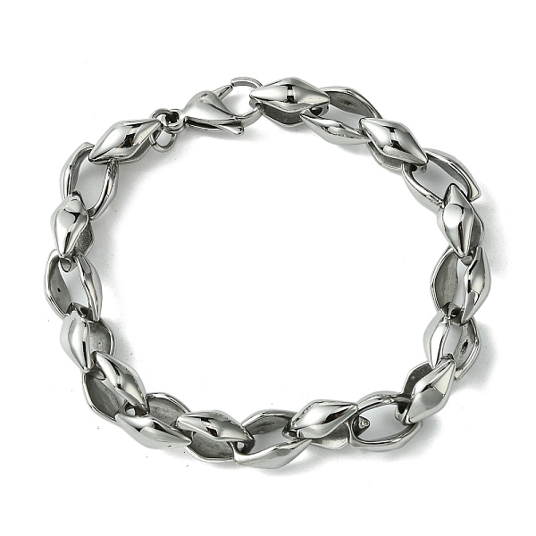 

PandaHall 304 Stainless Steel Rhombus Link Chain Bracelets for Women Men, Antique Silver, 9-1/4 inch(23.5cm) 304 Stainless Steel