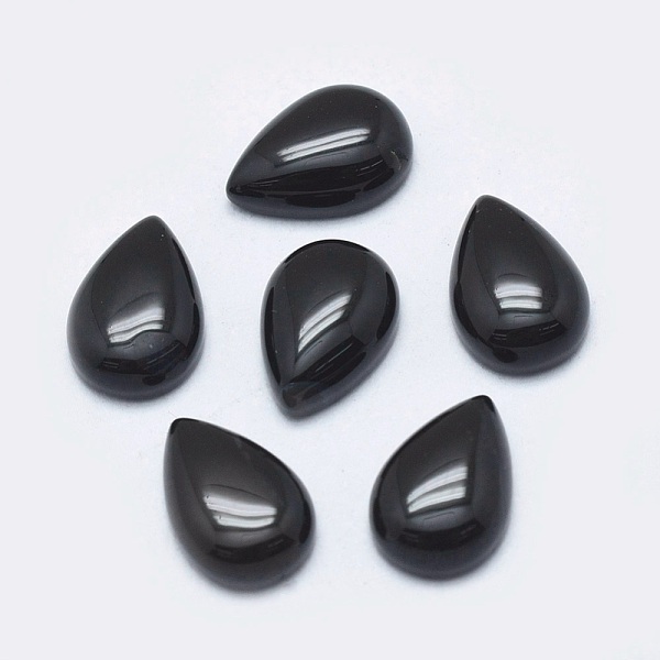 

PandaHall Natural Black Agate Cabochons, teardrop, 10x7x3mm Black Agate Teardrop