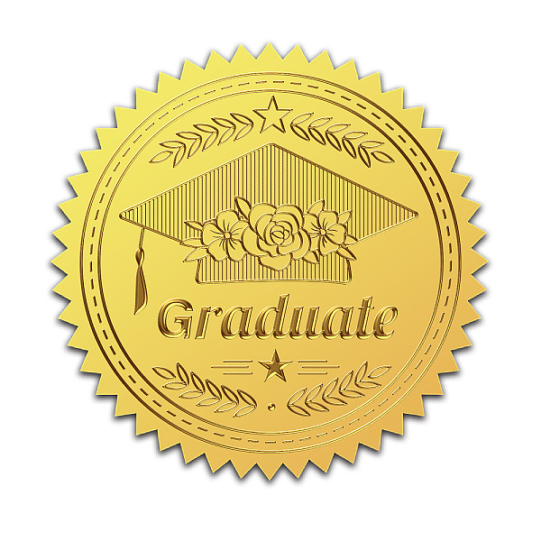 

PandaHall Self Adhesive Gold Foil Embossed Stickers, Medal Decoration Sticker, Hat Pattern, 5x5cm Metal Hat Gold