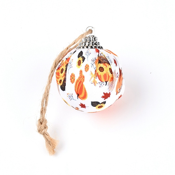 

PandaHall Foam Ball, with Plastic and Cloth Findings, Christmas Tree Decorations, with Hemp Rope, Round, Pumpkin Pattern, 133mm Foam Pumpkin