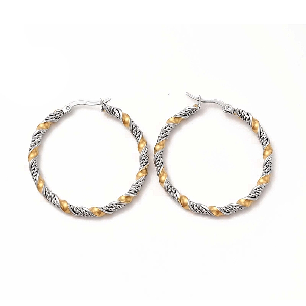 

PandaHall 304 Stainless Steel Twist Rope Hoop Earrings for Women, Stainless Steel Color, 39x3.5mm, Pin: 1~1.3x0.6mm 304 Stainless Steel Ring
