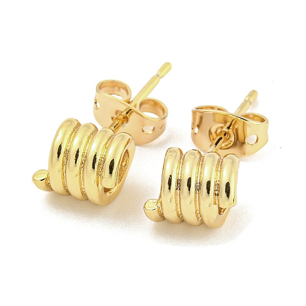 

PandaHall Brass Ear Studs, Column, Real 18K Gold Plated, 8x6.5mm Brass Column