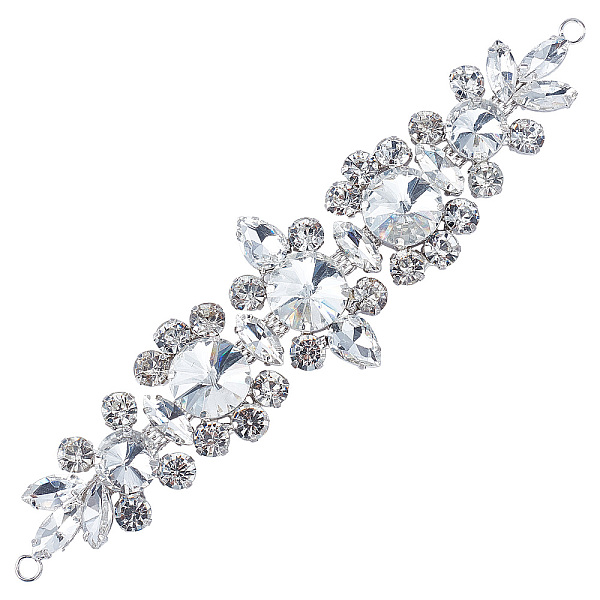 PandaHall FINGERINSPIRE Crystal Rhinestone Applique for Dress Belt Decoration Silver Crystals Rhinestones Beaded Applique for Wedding Dress...