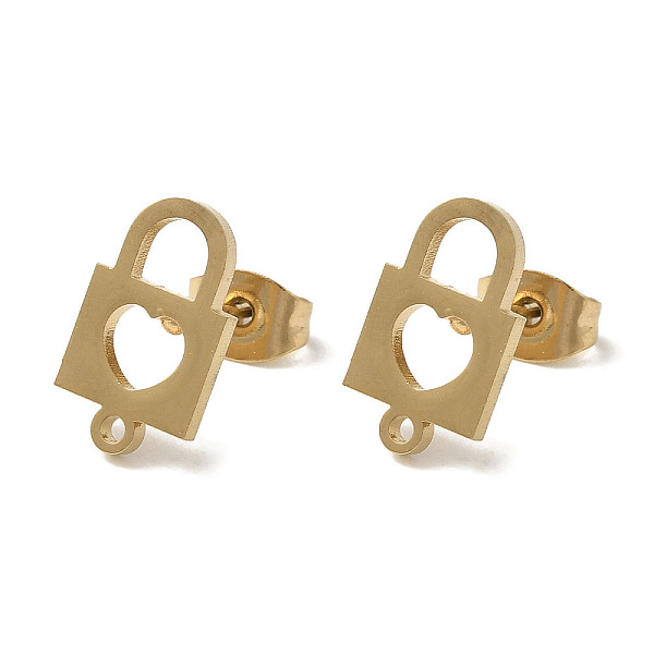 

PandaHall Ion Plating(IP) 304 Stainless Steel Studs Findings, Lock, Golden, 12.5x7.5mm, Hole: 1.2mm, Pin: 11x0.7mm 304 Stainless Steel Lock