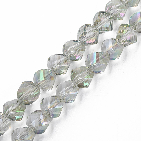 

PandaHall Electroplate Transparent Glass Beads Strands, Faceted, Nuggets, Light Green, 8x7mm, Hole: 1.4mm, about 72pcs/strand, 20.08 inch...