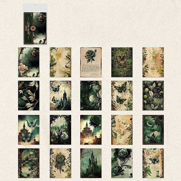 

PandaHall 20 Sheets Gothic Style Scrapbook Paper Pads, for DIY Album Scrapbook, Greeting Card, Background Paper, Green, 140x100mm Paper...