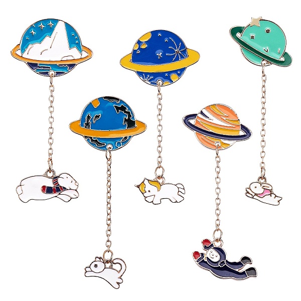 

PandaHall 5Pcs 5 Style Planet with Animal Alloy Enamel Brooches, Enamel Pin for Backpack Clothing, Golden, Mixed Color, 63~68mm, 1pc/style..., Multicolor