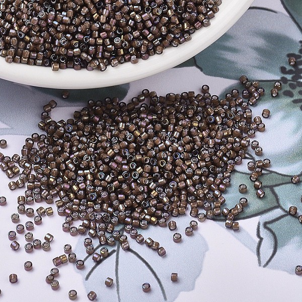 

PandaHall MIYUKI Delica Beads, Cylinder, Japanese Seed Beads, 11/0, (DB1790) White Lined Sable Brown AB, 1.3x1.6mm, Hole: 0.8mm, about...