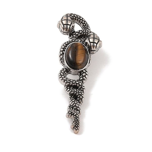 

PandaHall Natural Tiger Eye Pendants, with Alloy Findings, Antique Silver, 61.5x20x8mm, Hole: 9.5x7mm Tiger Eye Snake