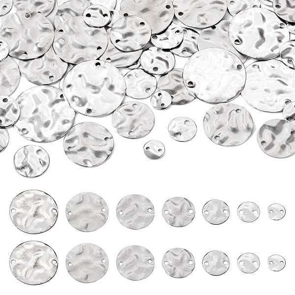 

PandaHall 54Pcs 7 Styles Brass Connector Charms, Flat Round, Twist Round Links, Platinum, 6~18x0.8~1mm, Hole: 0.8~1.4mm Brass Flat Round