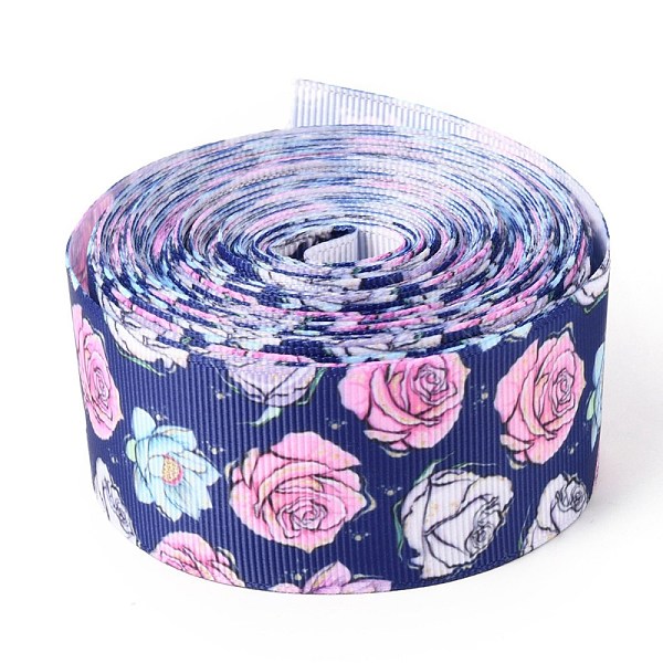 

PandaHall Floral Printed Grosgrain Ribbon, for DIY Craft Hair Bow Gift Packing Festival Wedding Party Birthday Decoration, Slate Blue, 1-1/2...