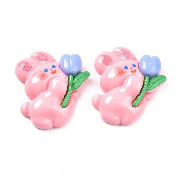 

PandaHall Opaque Resin Cabochons, Animal with Flower, Pink, Rabbit Pattern, 31x27.5x8mm Resin Rabbit Pink