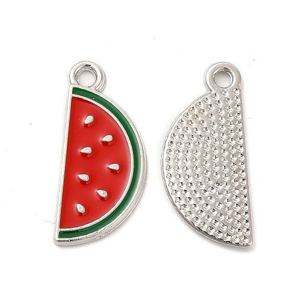 

PandaHall Alloy Enamel Pendants, Watermelon Charm, Platinum, Red, 22.5x10x1mm, Hole: 2mm Alloy+Enamel Fruit Red
