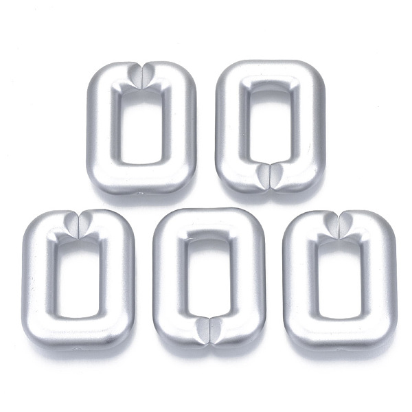 

PandaHall Opaque Spray Painted Acrylic Linking Rings, Quick Link Connectors, for Cross Chains Making, Rectangle, Silver, 41.5x32x8.5mm...