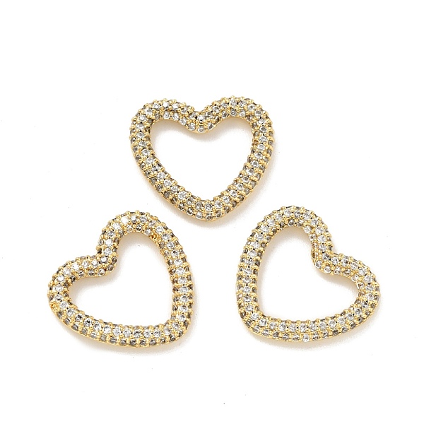 

PandaHall Rack Plating Brass Micro Pave Cubic Zirconia Linking Rings, Long-Lasting Plated, Cadmium Free & Lead Free, Heart, Golden, Clear...
