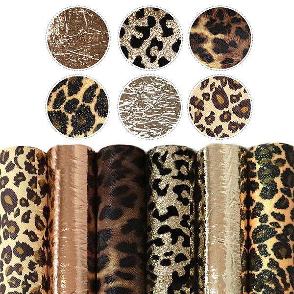 Комплект ткани из искусственной кожи с леопардовым принтом