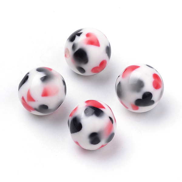 

PandaHall Opaque Printed Acrylic Beads, Round with Playing Card Pattern, Cerise, 10x9.5mm, Hole: 2mm Acrylic Round Red