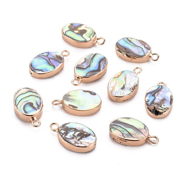 

PandaHall Electroplated Natural Abalone Shell/Paua Pendants, with Golden Iron Edge and Half Drilled, Oval, 18.5x10.5x3.5mm, Hole: 1.8mm...