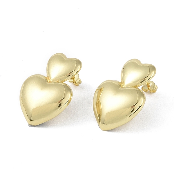 

PandaHall Brass Stud Earrings for Women, Heart, Golden, 27x20mm Brass Heart