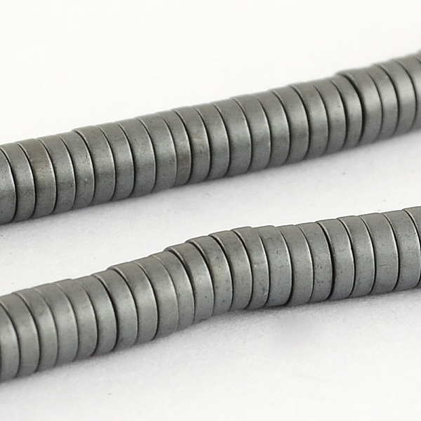 

PandaHall Matte Non-magnetic Synthetic Hematite Beads Strands, Grade A, Heishi Beads, Flat Round/Disc, 3x1mm, Hole: 0.5mm, about..., Black