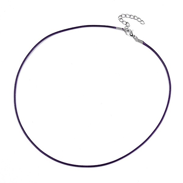 

PandaHall Waxed Cotton Cord Necklace Making, with Alloy Lobster Claw Clasps and Iron End Chains, Platinum, Indigo, 17.12 inch(43.5cm), 1.5mm..., Purple
