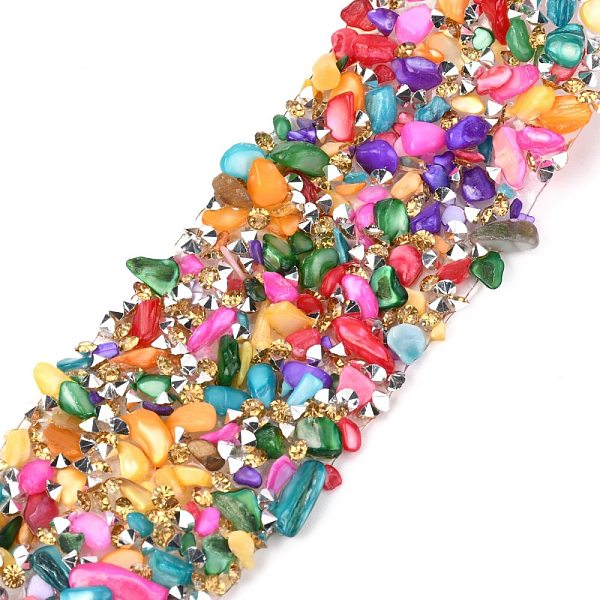 

PandaHall Hotfix Rhinestone, with Shell Beads and Rhinestone Trimming, Crystal Glass Sewing Trim Rhinestone Tape, Costume Accessories...
