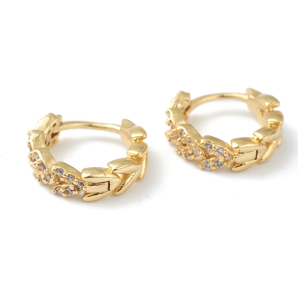

PandaHall Brass Micro Pave Clear Cubic Zirconia Huggie Hoop Earrings, Ring with Heart, Golden, 12x13x3.5mm, Pin: 0.6mm Brass Ring Clear