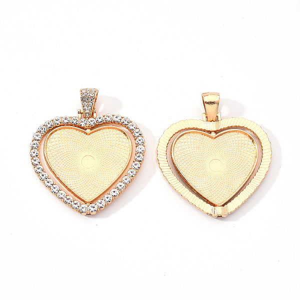 

PandaHall Alloy Pendant Cabochon Settings, with Crystal Rhinestone, Cadmium Free & Lead Free, Double-sided Tray, Heart, Light Gold, Tray..., Clear