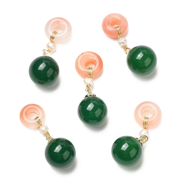 

PandaHall Natural Green Agate Round Pendants, Donut Charms with Pearl and Brass Beads, Real 14K Gold Plated, 32.5mm, Hole: 4mm Natural Agate...