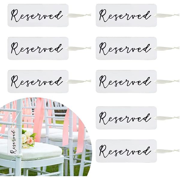 

PandaHall Acrylic Reserved Hanging Signs, with Single Face Satin Ribbon, Clear, 275mm Acrylic Rectangle Clear