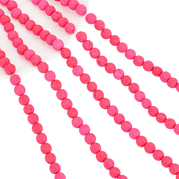 

PandaHall ARRICRAFT 5 Strands Natural Lava Rock Beads Strands, Dyed, Round, Fuchsia, 8mm, Hole: 1mm, , about 47~50pcs/strand, 15.3 inch..., Pink