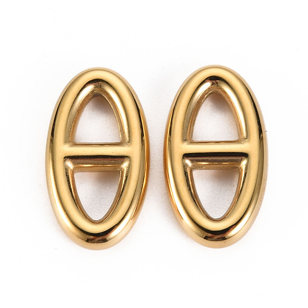 

PandaHall 304 Stainless Steel Links Connectors, Oval, Real 14K Gold Plated, 21x12x3.5mm, Hole: 5.5mm 304 Stainless Steel Oval