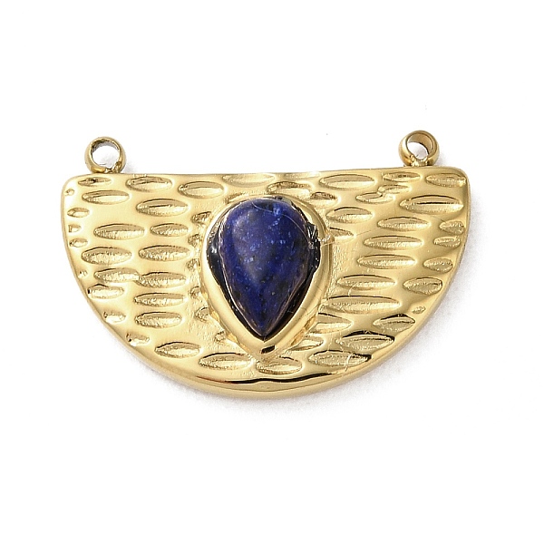 

PandaHall Vacuum Plating 316 Stainless Steel Pendants, with Natural Lapis Lazuli, Half Round, Real 18K Gold Plated, 12.5x18x4mm, Hole: 1.2mm...