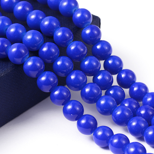 

PandaHall Painted Glass Bead Strands, Baking Paint, Round, Royal Blue, 8mm, Hole: 1.3~1.6mm, about 100pcs/strand, 31.4 inch Glass Round Blue