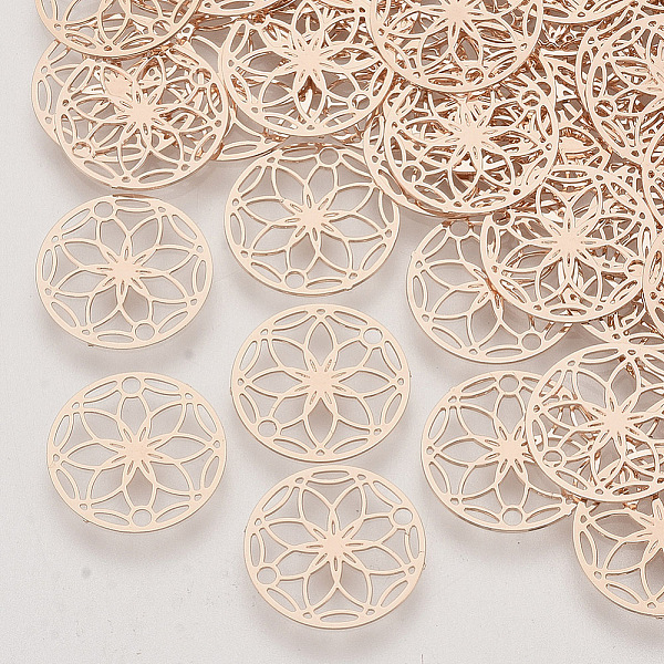 

PandaHall Brass Links connectors, Etched Metal Embellishments, Long-Lasting Plated, Flower of Life, Rose Gold, 13x0.3mm, Hole: 1.2mm Brass...