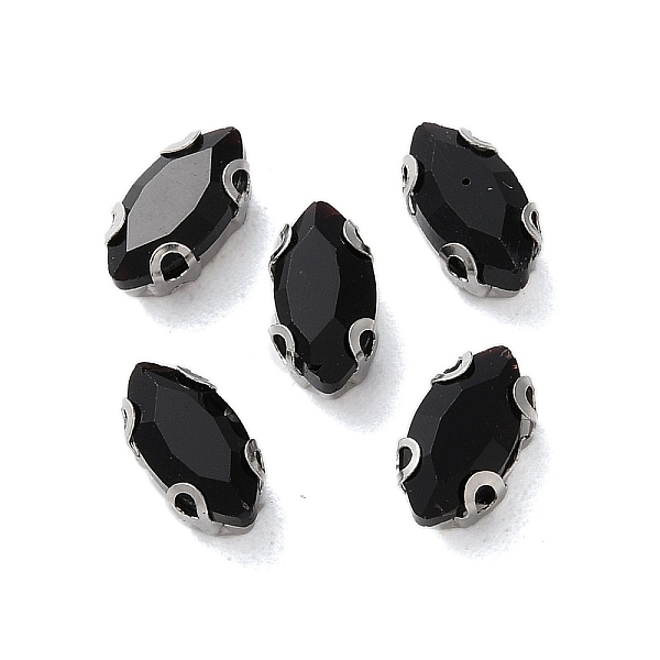 

PandaHall Horse Eye Sew on Rhinestone, Multi-strand Links, Glass Rhinestone, with Stainless Steel Prong Settings, Garments Accessories..., Black