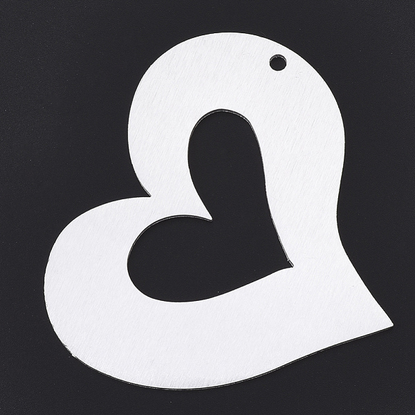 

PandaHall Aluminium Big Pendants, Laser Cut Big Pendants, Heart, Silver Color Plated, 72x66x1mm, Hole: 3mm Aluminum Heart