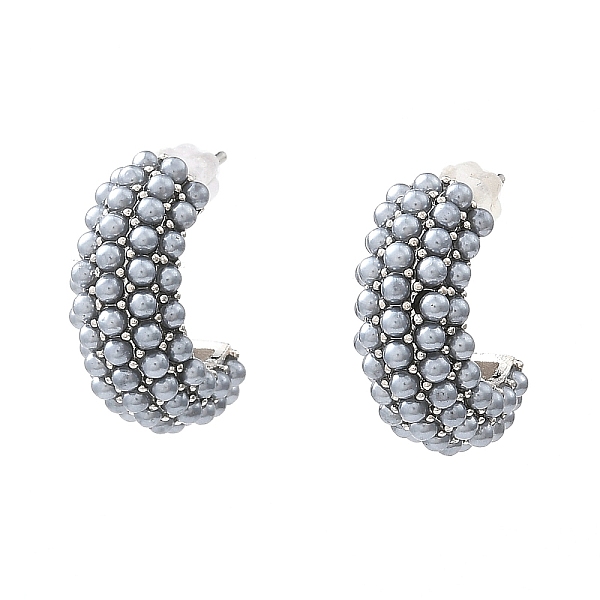 

PandaHall Gainsboro Plastic Pearl Beaded Stud Earrings, Brass Half Hoop Earrings, Long-Lasting Plated, Lead Free & Cadmium Free, Platinum..., Gray