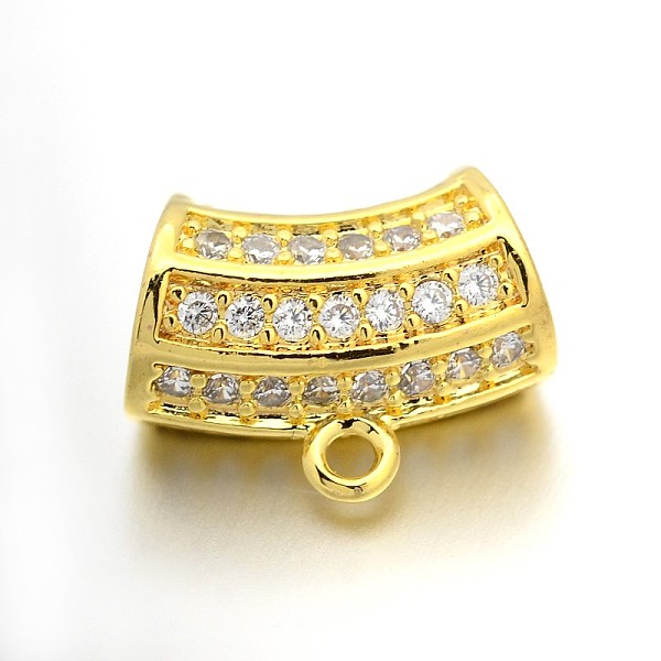 

PandaHall Rack Plating Brass Micro Pave Cubic Zirconia Tube Bails, Loop Bails, Column, Lead Free, Inner Diameter: Cadmium Free, Golden...