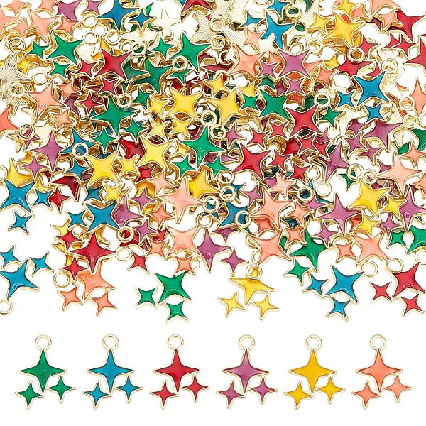 

PandaHall ARRICRAFT 120Pcs 6 Colors Alloy Enamel Pendants, Light Gold, Star Charm, Mixed Color, 18x14x2mm, Hole: 2.2mm, 20pcs/color..., Multicolor