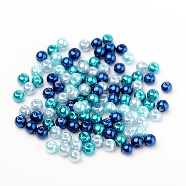 6mm Gemischte Blaue Farbe Pearlized Glasperle Für Die Schmuckherstellung