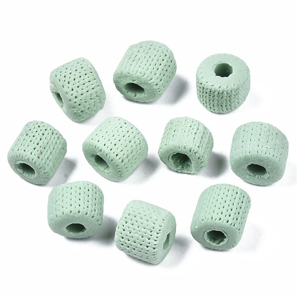 

PandaHall Handmade Porcelain European Beads, Large Hole Beads, Column, Aquamarine, 12~14x10.5~12.5mm, Hole: 4mm Porcelain Column Green