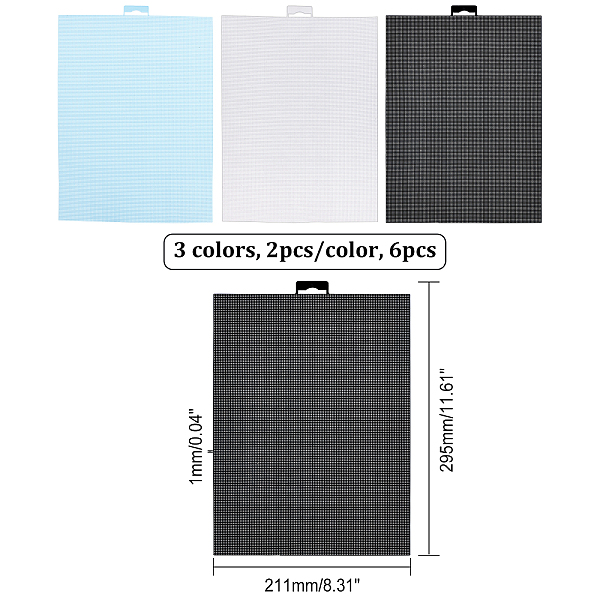 

PandaHall CHGCRAFT 6Pcs 3 Colors Plastic Cross Stitch Fabric Sheet, Mesh Canvas Sheets, for Embroidery, Yarn Crafting, Knit and Crochet..., Multicolor