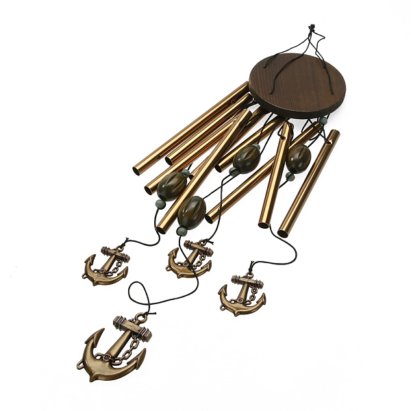 

PandaHall Brass Wind Chimes, Pendant Decorations, Anchor & Helm, 620mm Brass Anchor & Helm