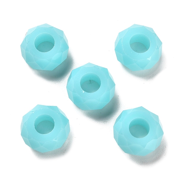 

PandaHall Resin European Beads, Large Hole Beads, Faceted, Rondelle, Cyan, 13.5x8mm, Hole: 5.5mm Resin Rondelle Cyan