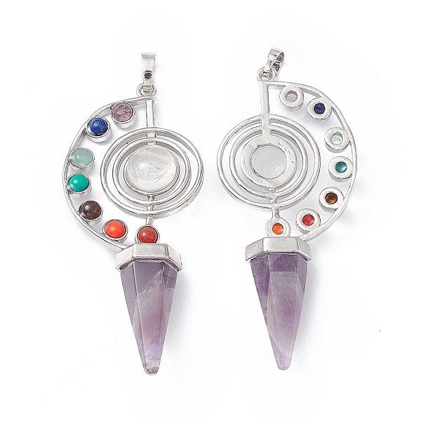 

PandaHall 7 Chakra Natural Amethyst Big Pendants, Faceted Cone Charms, with Platinum Tone Brass Findings, 69x30x13mm, Hole: 5mm Amethyst...