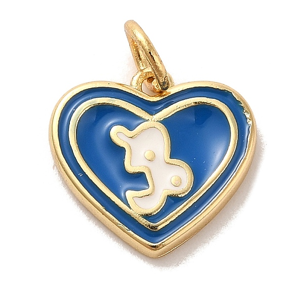 

PandaHall Real 18K Gold Plated Brass Enamel Pendants, with Jump Ring, Heart with Constellation Charm, Capricorn, 12x13x1.5mm, Hole: 3.4mm..., Blue