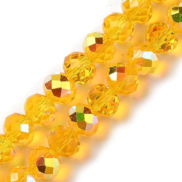 

PandaHall AB Color Plated Transparent Electroplate Beads Strands, Faceted, Round, Gold, 7.5x6mm, Hole: 1mm, about 80~83pcs/strand...