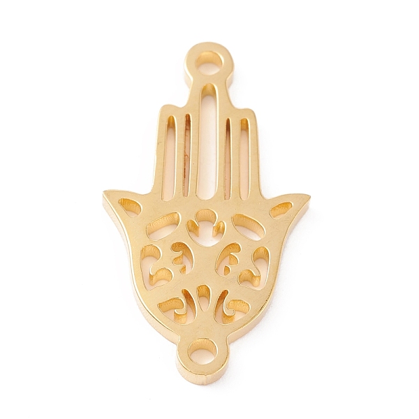 

PandaHall 201 Stainless Steel Links, Manual Polishing, Hamsa Hand//Hand of Miriam Vacuum Plating, Real 18K Gold Plated, 23x13x1.5mm, Hole...