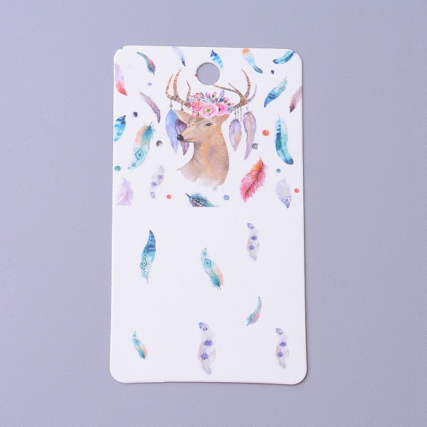 

PandaHall Cardboard Earring Display Cards, Rectangle with Christmas Reindeer/Stag Pattern, White, 9x5x0.04cm, Hole: 1.5mm Paper Rectangle...